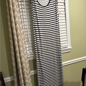 Michael Kors Black and White Striped Maxi Dress